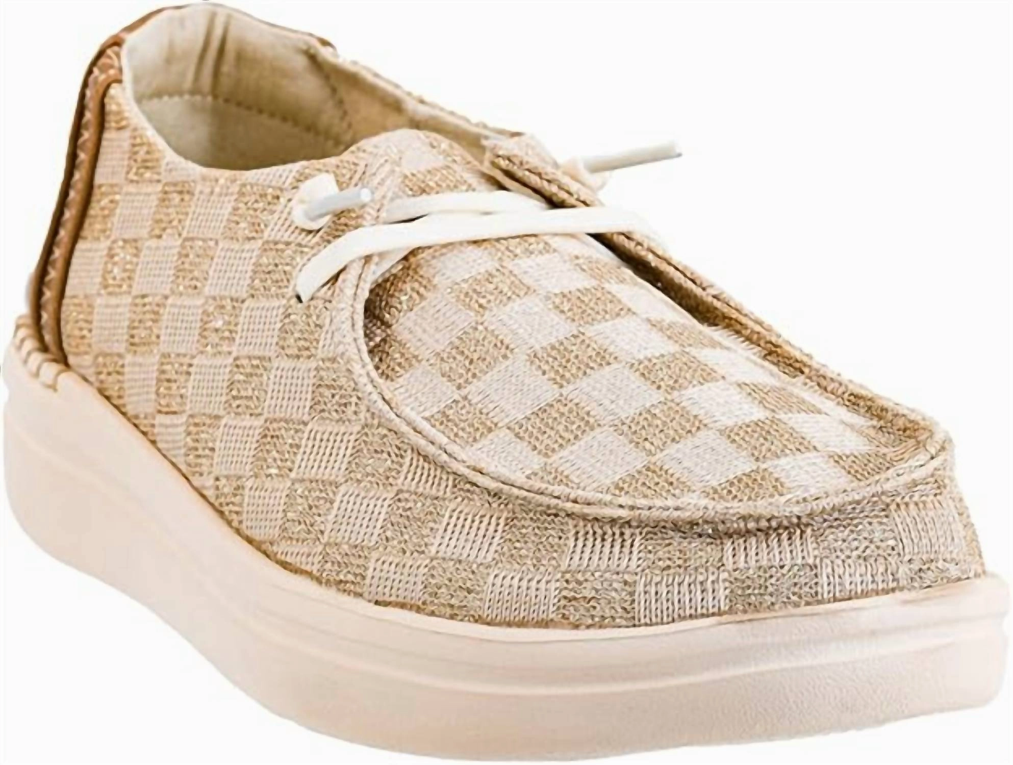 Women's Kayak 2 Champagne Check Slip On Shoes In Beige Summer cool Quiet Lane