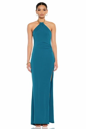 Nookie Captivate Halter Gown - Jade Classic sheath dress Bold colors