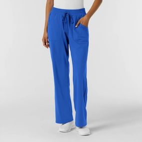 Elasticized Cuffs Work Comfort RENEW Knit Women's Wide Leg Scrub Pant - Royal