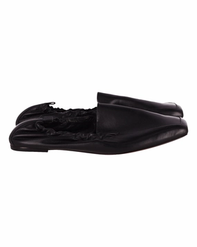 Porter & Paire Scrunched Ballet Flats in Black Leather Easy to Wear