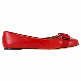 Salvatore Ferragamo Varina Bow Ballet Flats in Red Leather Tide Path Arch Fit