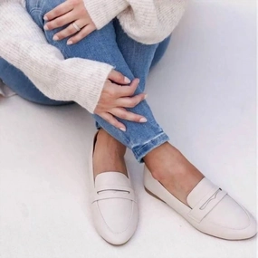 Look Style Slip-On Style Qupid Regent Flat Loafer In Stone