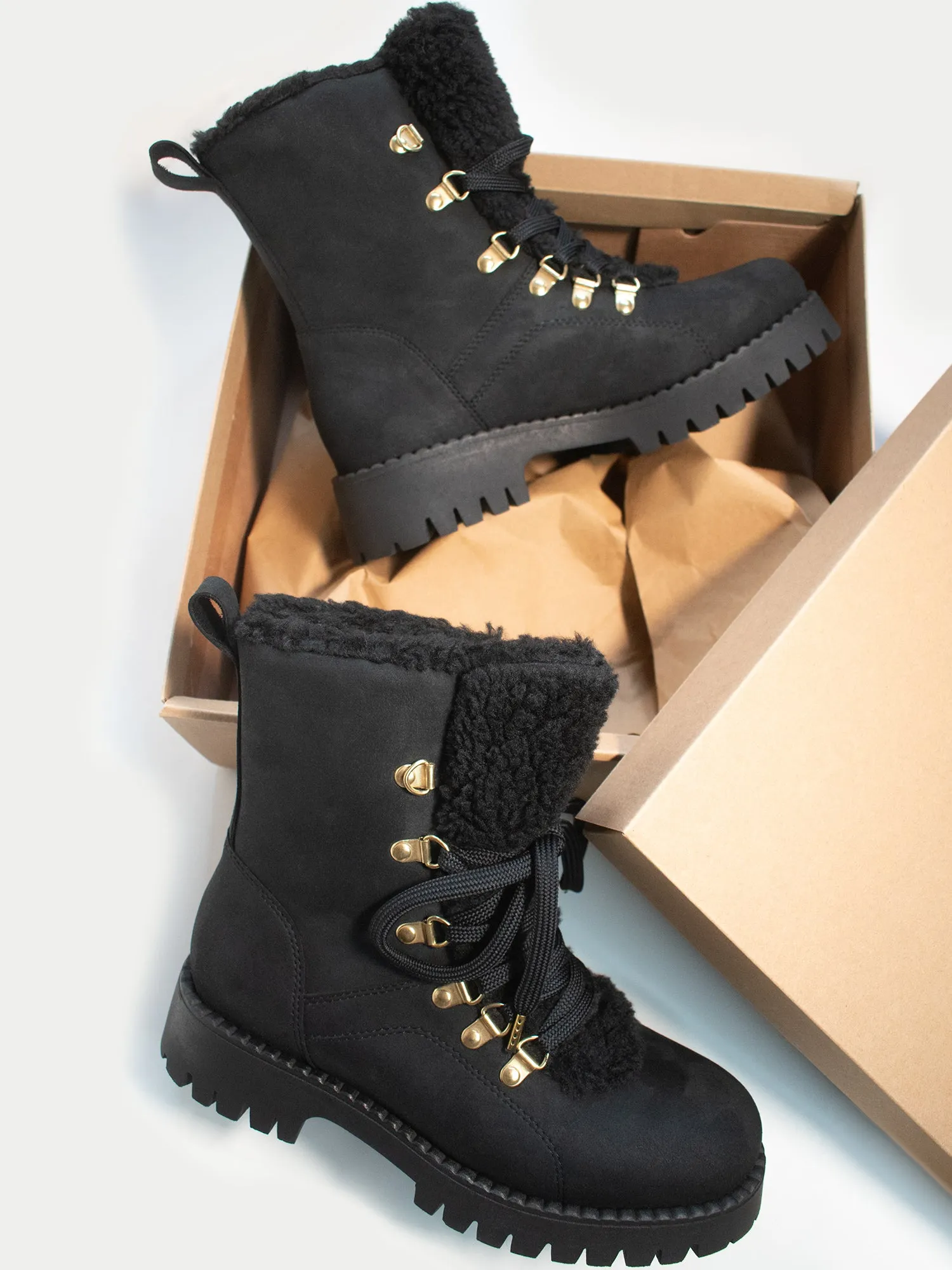 Tokyo Mode Recycled Vegan Shearling Boots