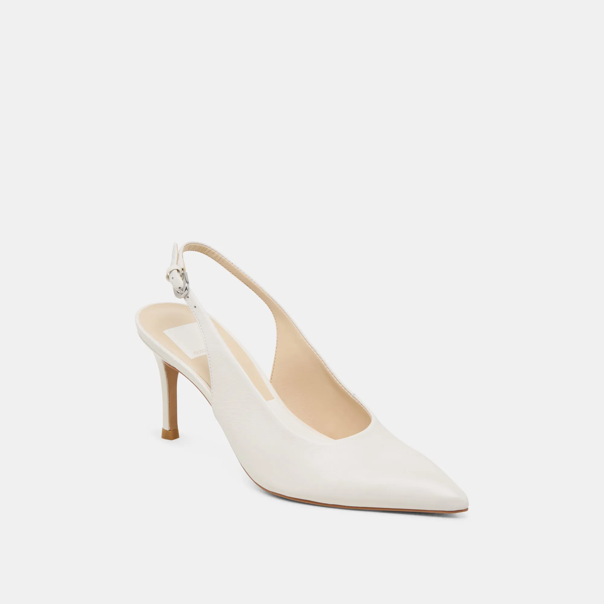 ELASI HEELS WHITE LEATHER Dressy Footwear Soft Interior