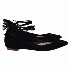 Everyday Walk Loeffler Randall Tassel Accents D'Orsay Flats in Black Suede