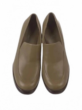 Women Narisa Leather Slip On Platform Loafers Shoes In Olive Green Journey Mode night stroll