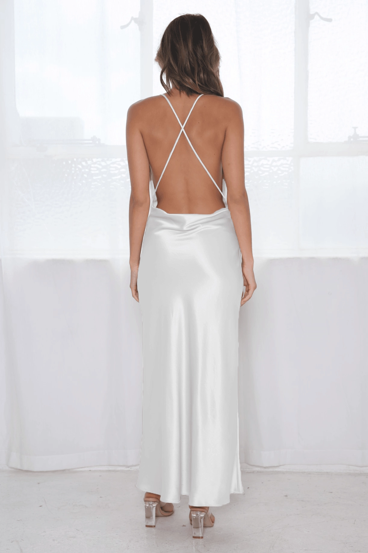 Sophia Cowl Midi Dress - Ivory Bride Friend Versatile Look