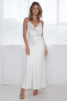 Layered-Look budget-friendly Sophia Cowl Midi Dress - Ivory