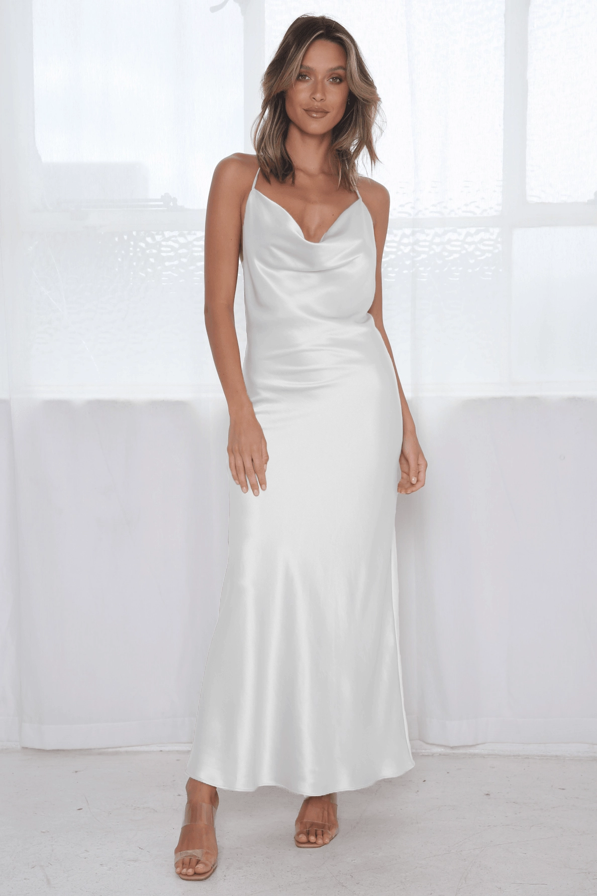 animal-print Sophia Cowl Midi Dress - Ivory