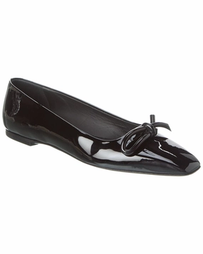 Ferragamo Annie Bow Patent Flat Hidden Spot Snow Fall
