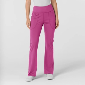 RENEW Knit Women's Flare Yoga Scrub Pant - Raspberry Easy Layer