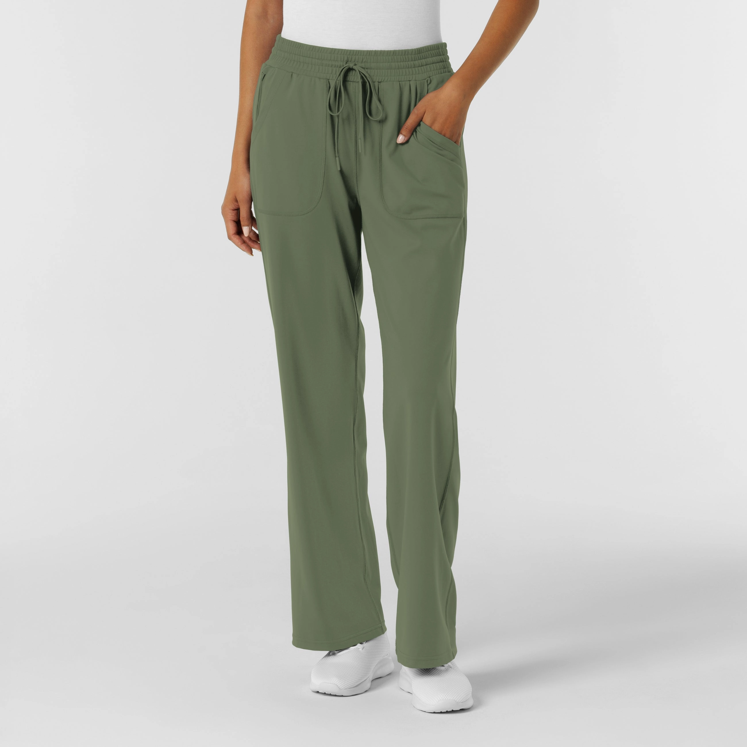 RENEW Knit Women's Wide Leg Scrub Pant - Olive FlexibleKneePanels