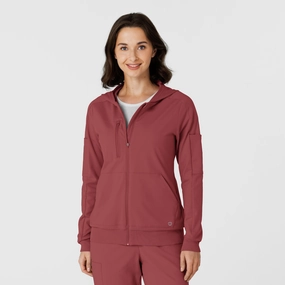 RENEW Knit Women??s Zip Hoodie - Ruby Eco Friendly Material Flexible Layering