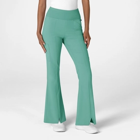 Stretchy Waist Versatile Comfort Wear RENEW Women's Cargo Flare Scrub Pant - Turquoise