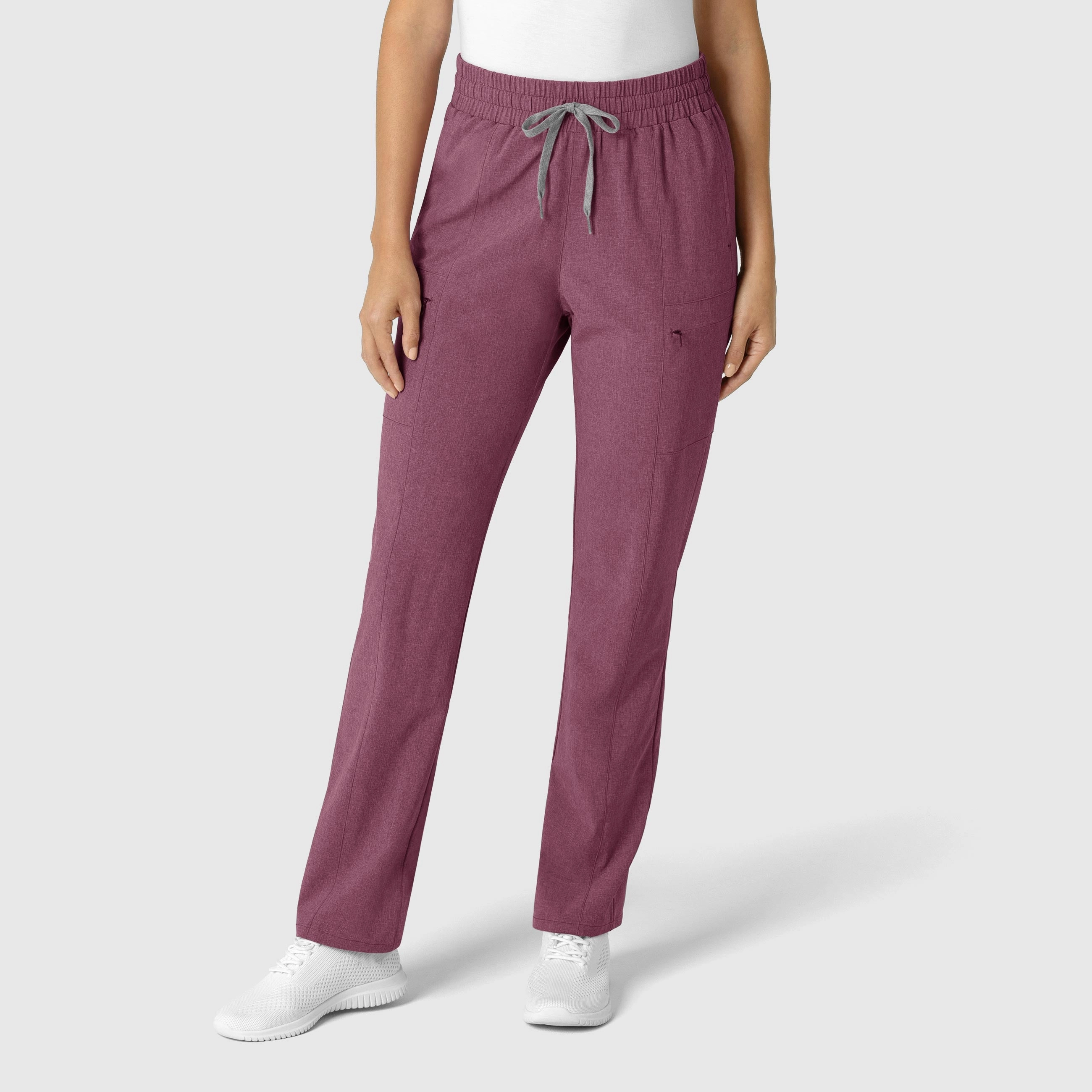 RENEW Women's High Waist Slim Leg Scrub Pant - Wine Heather Easy Stretch