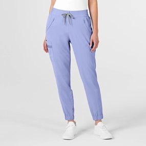 RENEW Women's Jogger Scrub Pant - Ceil Blue Flattering Look Twill Weave Texture