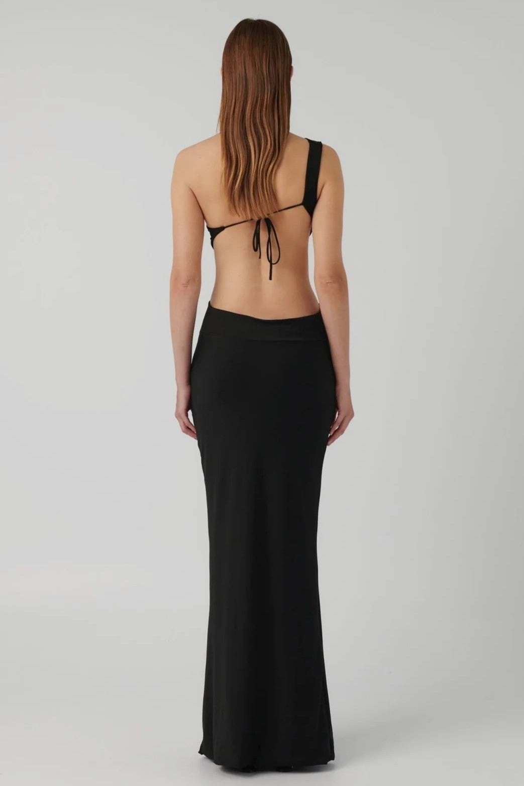 Satin-Edge Hawlya Gown - Black