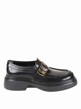Breathable All-Day Shoes Simple Comfort Rounded Toe Black Loafers With Buckle Detail