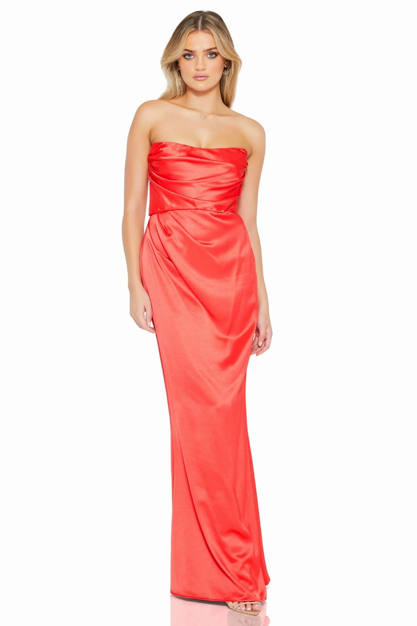 Sleek Draping Nookie Emelie Strapless Gown - Red