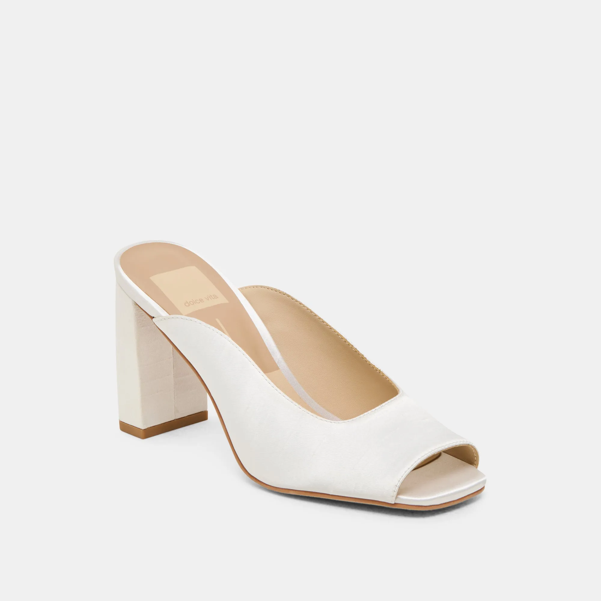 Stylish Look Leather SABELA HEELS OFF WHITE SATIN