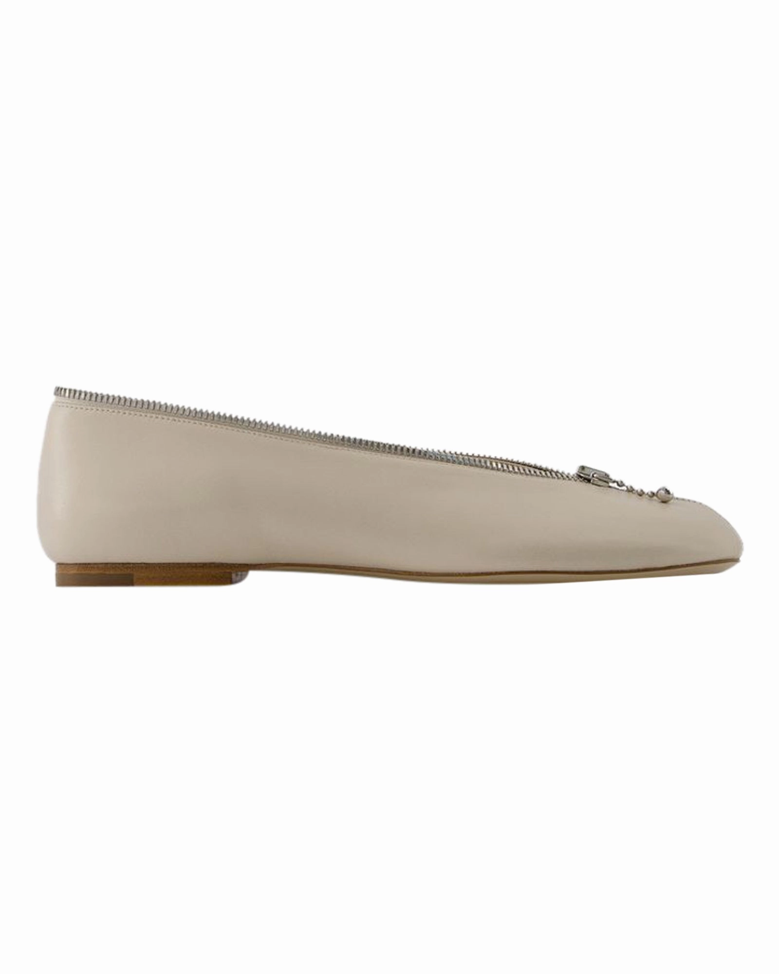 Easy Slip Sadler Zip Ballerinas - Burberry - Leather - White