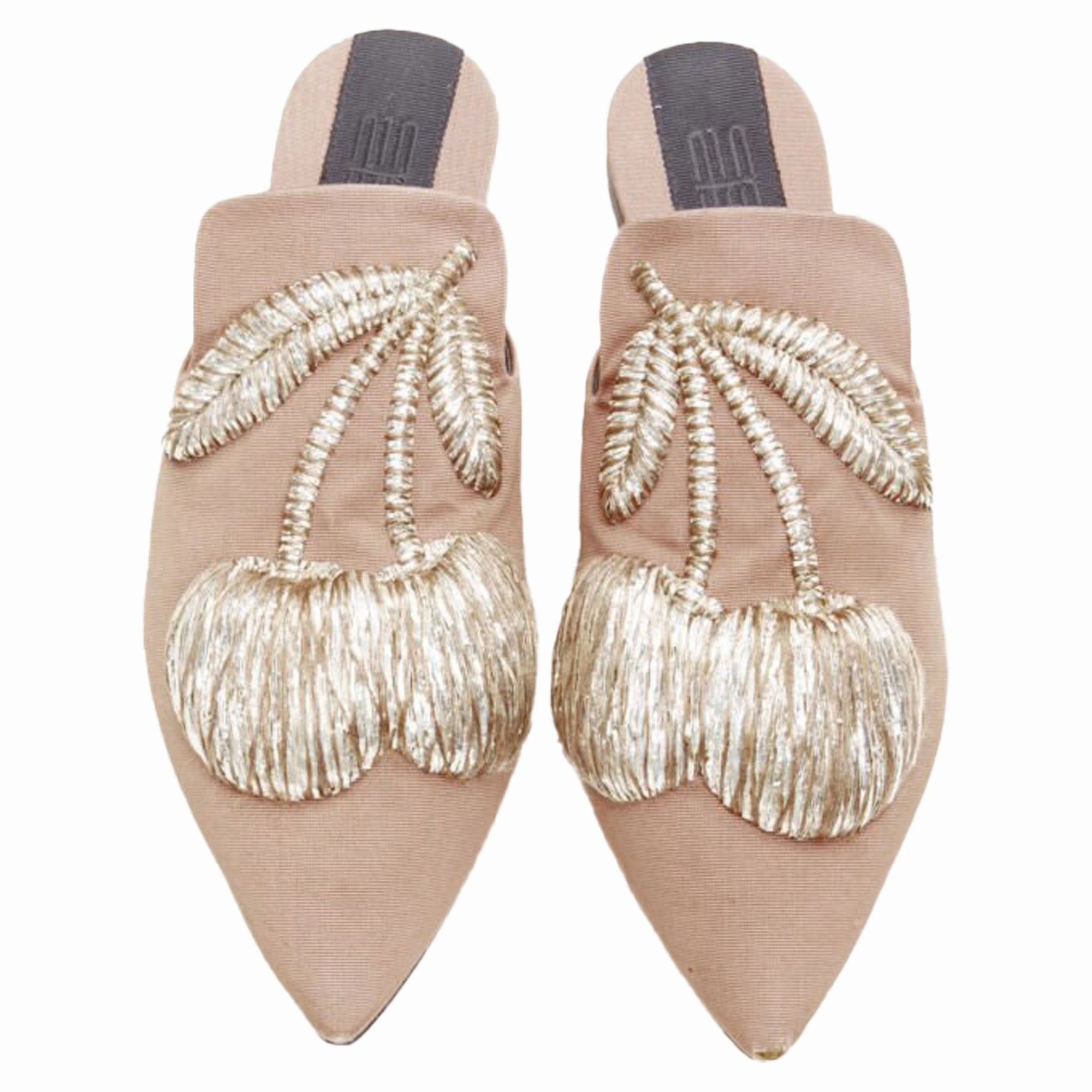 Sanayi silver fabric embroidery slip on babouche slippers Celebrate Day Play Day