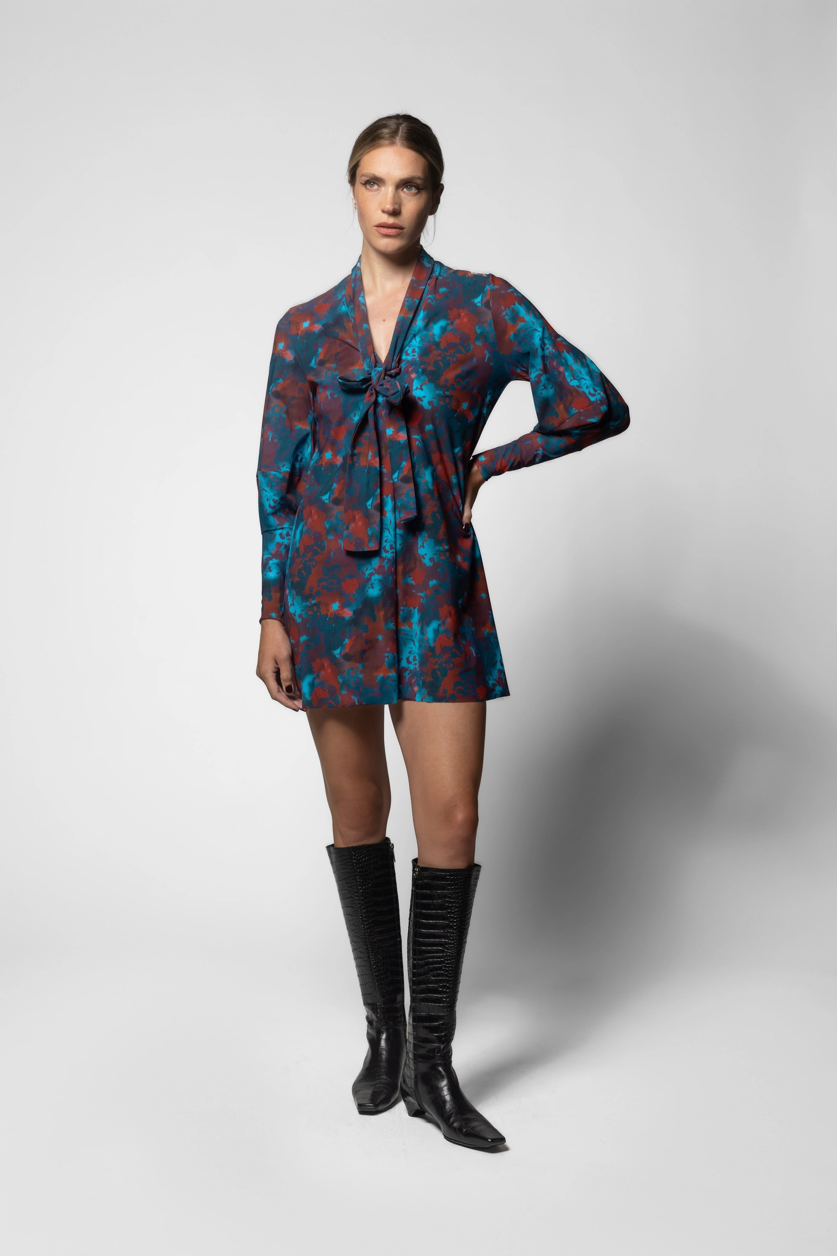 Hikari Mini Tunic - Arezzo Print Grass Soft Refined Aesthetic