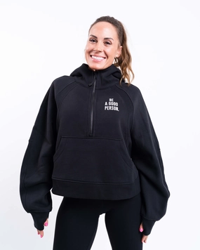Scuba Oversized Half-Zip Hoodie - Black - lululemon // BE A GOOD PERSON *Pre-Order* Numbat like