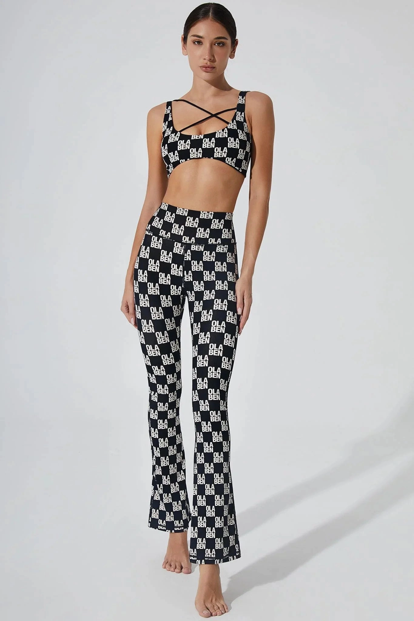 Sera Monogram Flared Legging - Monogram Black Petite Size Ultra Light