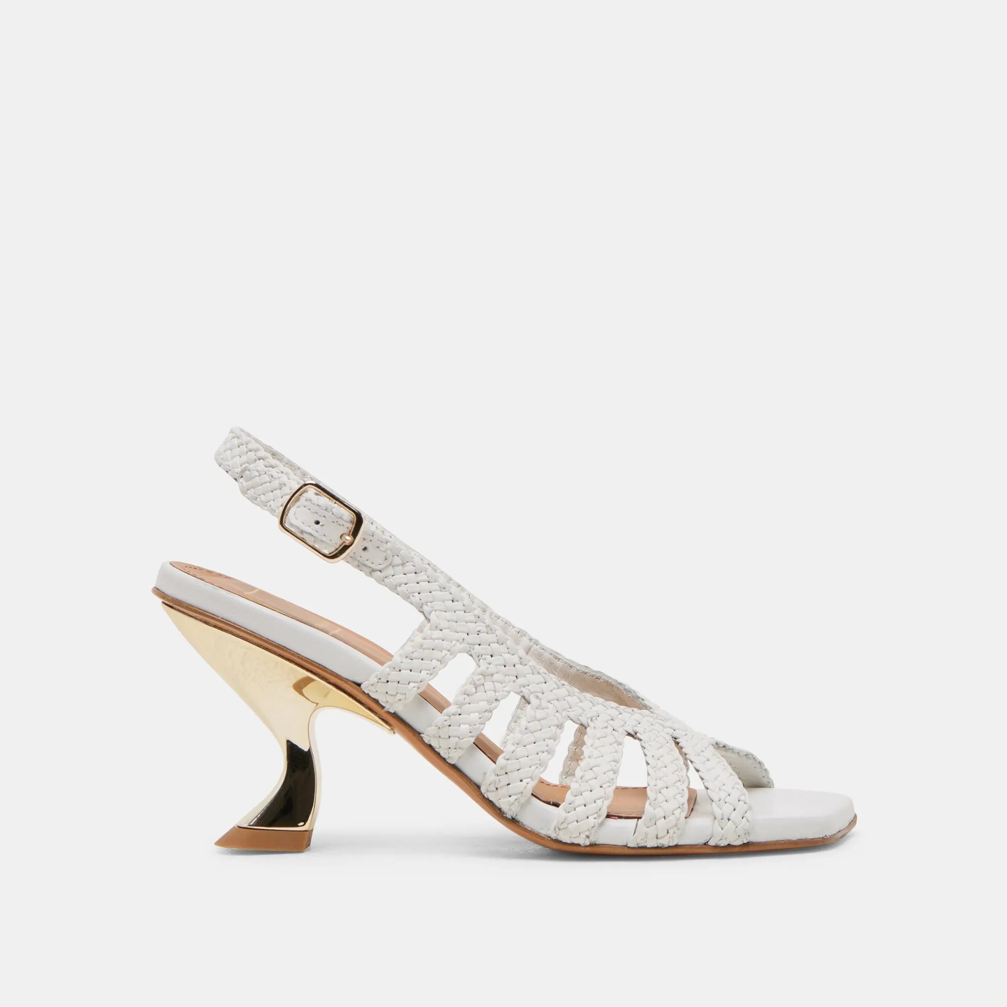 SICILY HEELS WHITE WOVEN LEATHER Low Top Style