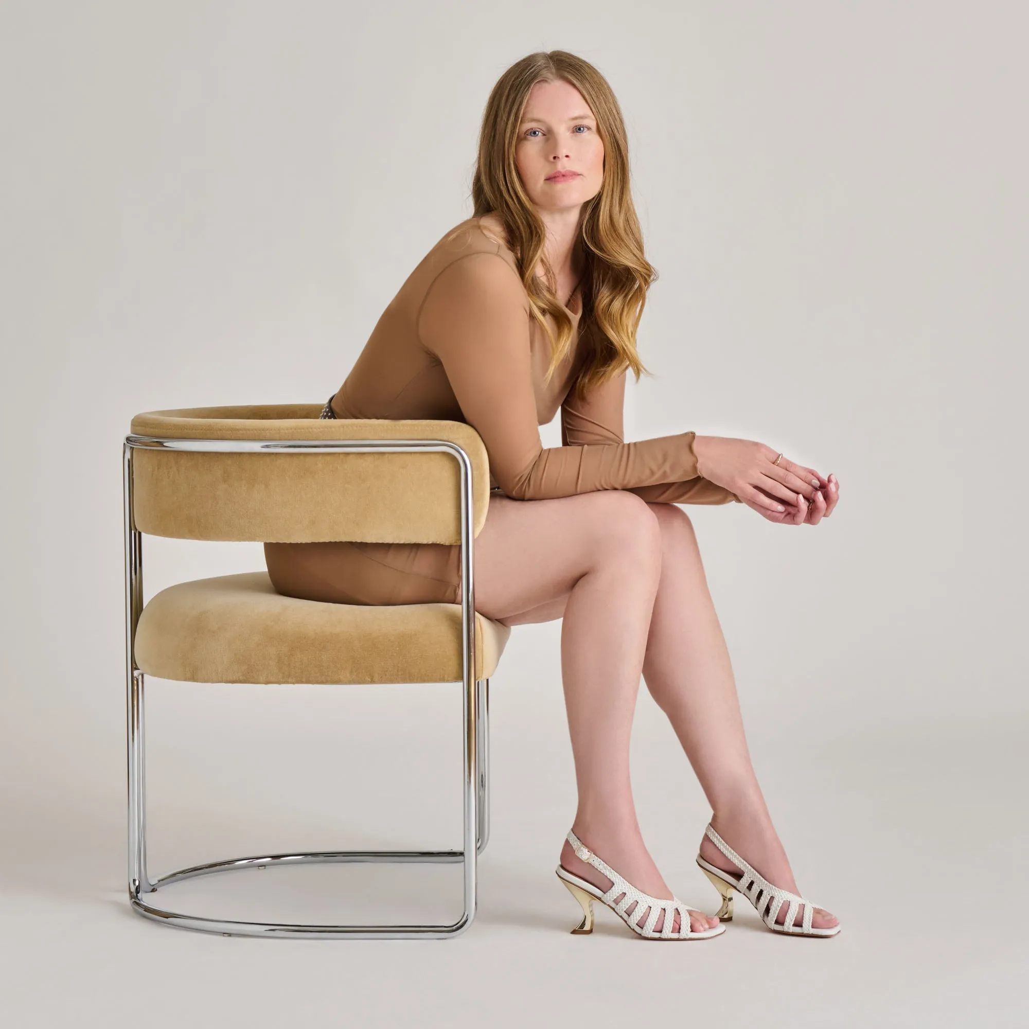 SICILY HEELS WHITE WOVEN LEATHER Supportive