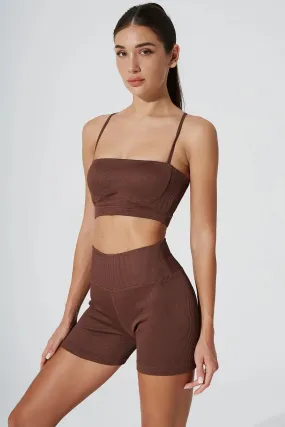 Ribbed waistband seams Secure Fabric Sierra Square Neck Top - Maroon Choco