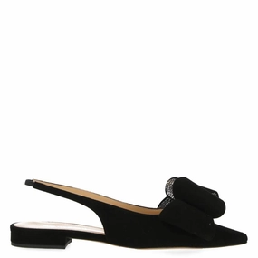 Main Lane Mach & Mach Ladies Black Bow Detail Slingbacks