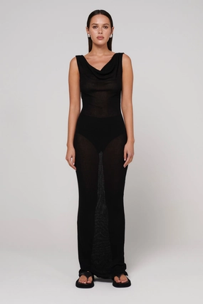 Kyra Maxi Dress - Black Delicate Tone