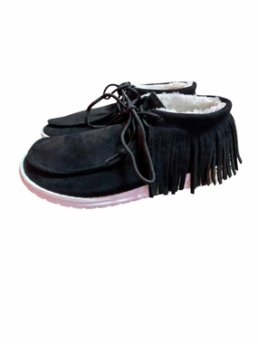 Women's Rattler Moccasin In Black Canvas Material