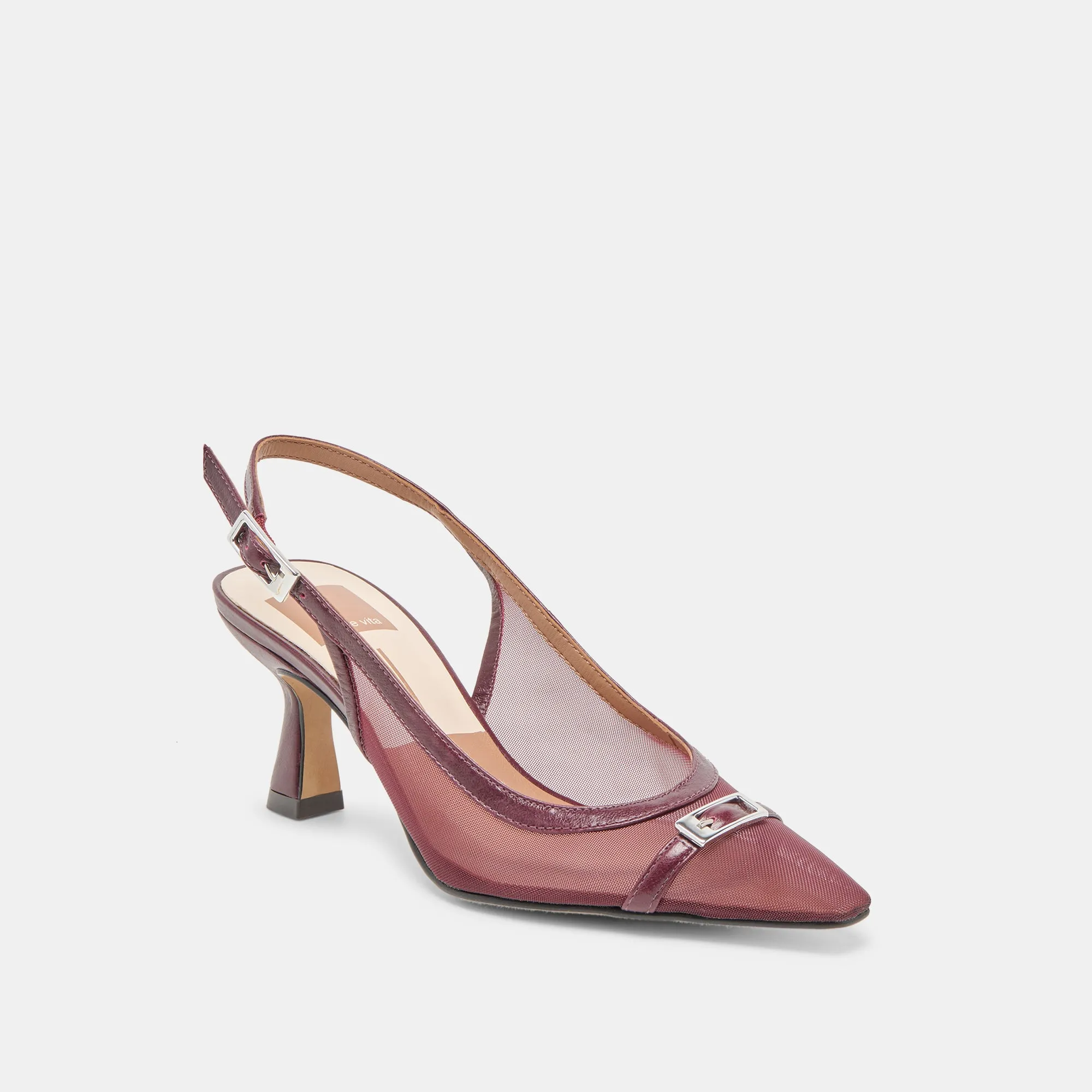 LORINE HEELS BURGUNDY MESH Memory foam insole