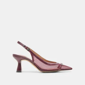 Essential Style Pointed Toe Shoes LORINE HEELS BURGUNDY MESH
