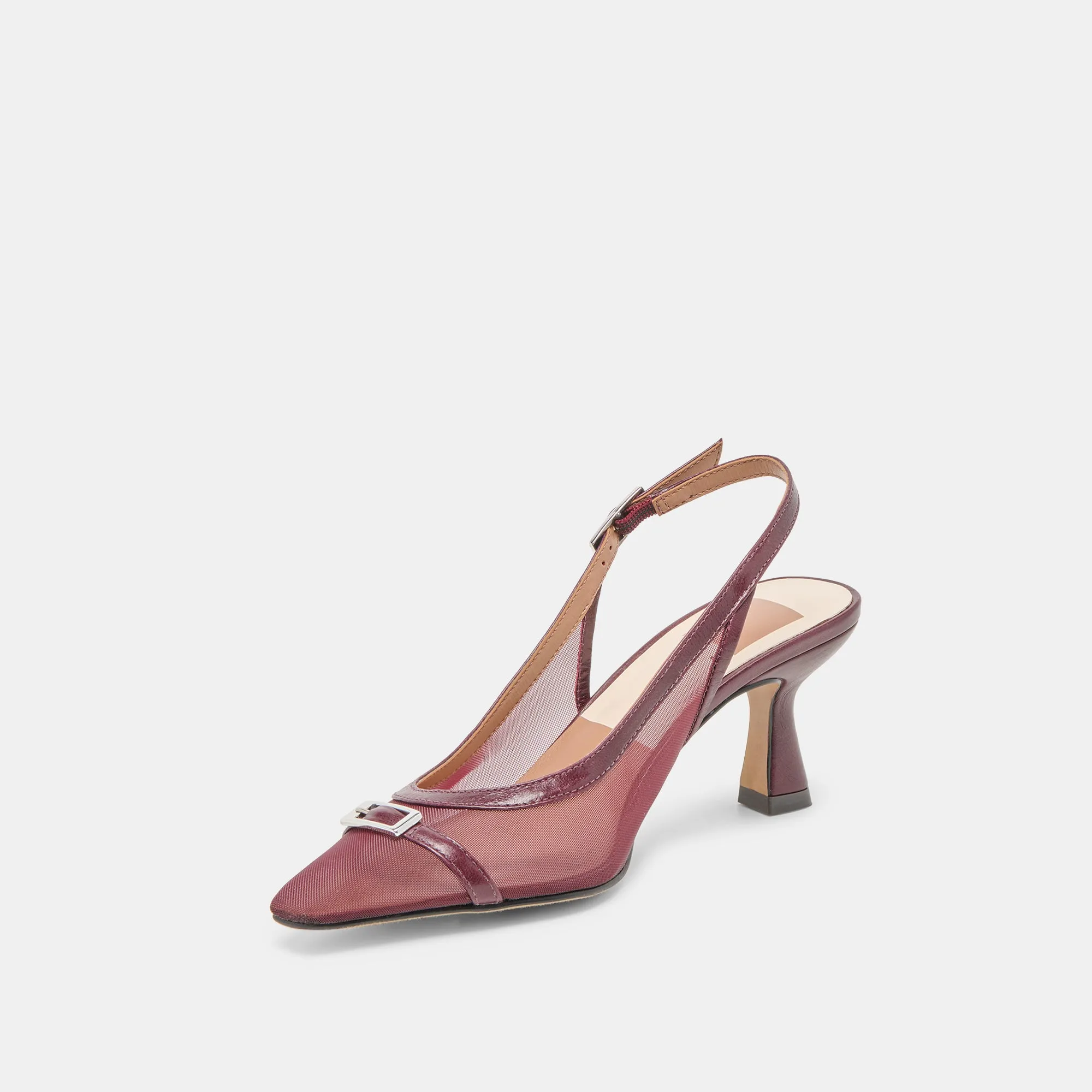 Sleek Shoes Soft Leather LORINE HEELS BURGUNDY MESH