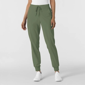 Decorative stitching Ultra Soft Inner Layer RENEW Women's Jogger Scrub Pant - Olive