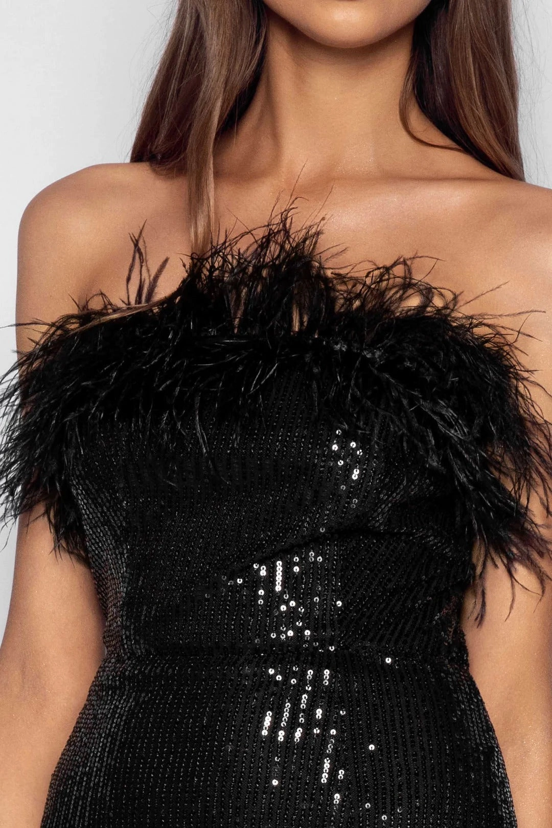 Fit Clean Satin Layers Slone Gown - Black