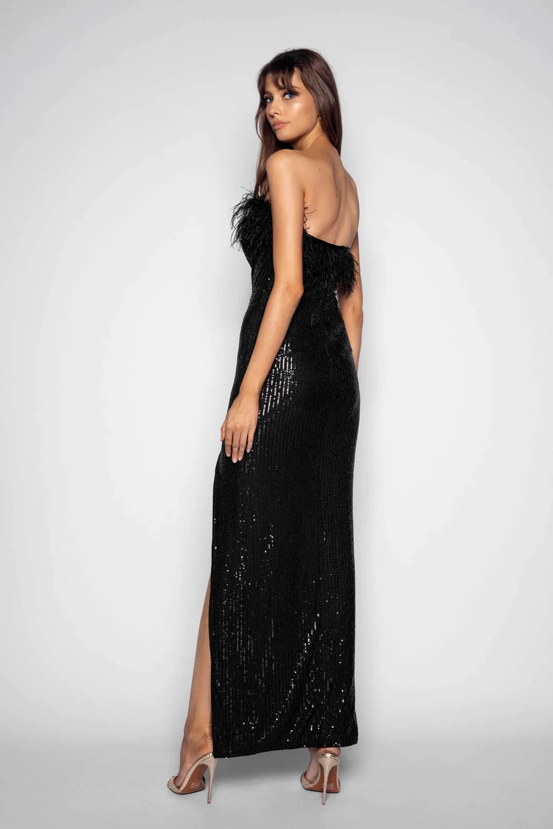 Slone Gown - Black Muted Tones Jewel-Tone
