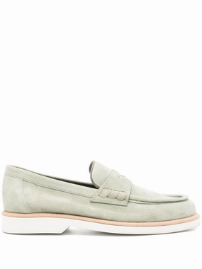 Coast Day Classic Penny Loafers In Green Suede