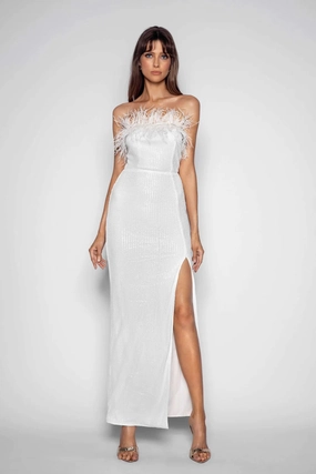 Slone Gown - White Stylish Waistband Maximalist-Trend