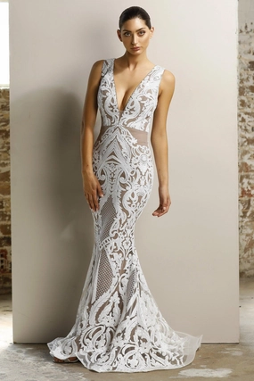 Jadore JX1091 Dress - Ivory/Nude Layered Comfort Wear