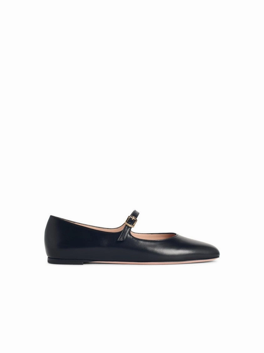 'Rina' Black Leather Ballet Flats Storm Safe Fashionable Flats Shoes