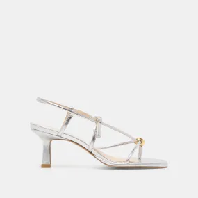 Floral Design Heels MYLEE HEELS SILVER DISTRESSED LEATHER