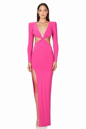 Nookie Jewel Gown - Neon Pink Tulle Flow Smooth Detail