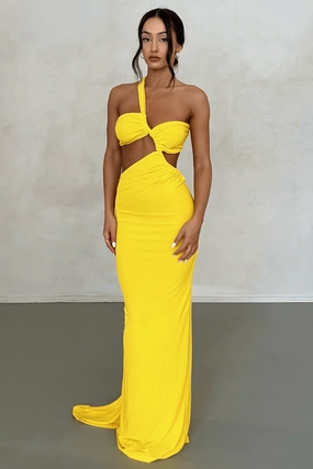 Stylish party wear Sari Gown - Yellow
