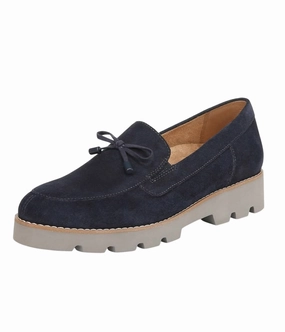 Women's Finley Suede Bow Loafers In Navy School Glow