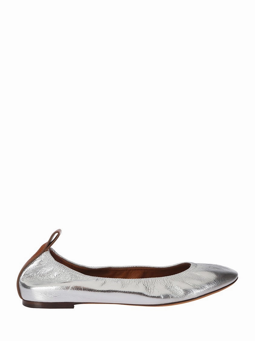 Loafer Style Supportive Design Shiny Silver Ballerinas